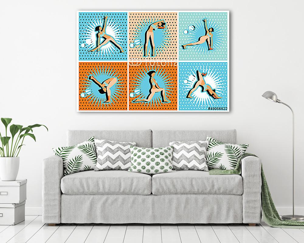Pop Art,  jóga és pilates gyakorlatok (vászonkép) - vászonkép, falikép otthonra és irodába