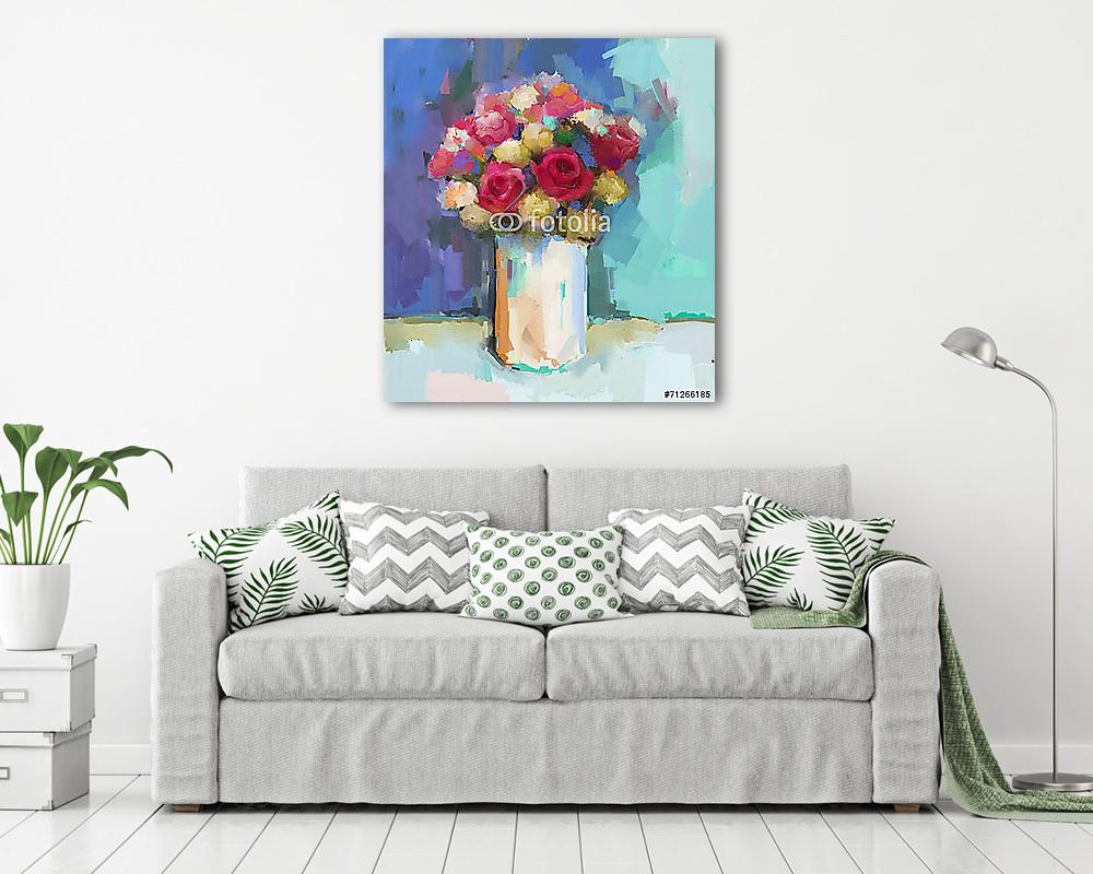 Váza gyönyörű absztrakt virágokkal (olajfestmény reprodukció) - vászonkép, falikép vásárlás Váza gyönyörű absztrakt virágokkal (olajfestmény reprodukció) (vászonkép) - vászonkép, falikép otthonra és irodába