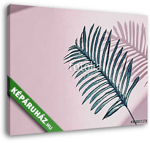 Nagy trópusi levél rózsaszín háttérrel - vászonkép 3D látványterv