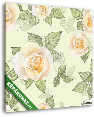 Delicate yellow roses. Hand drawn watercolor floral seamless pat - vászonkép 3D látványterv