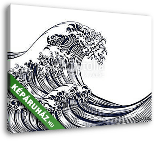 Great Wave Vintage Style Woodcut - vászonkép 3D látványterv