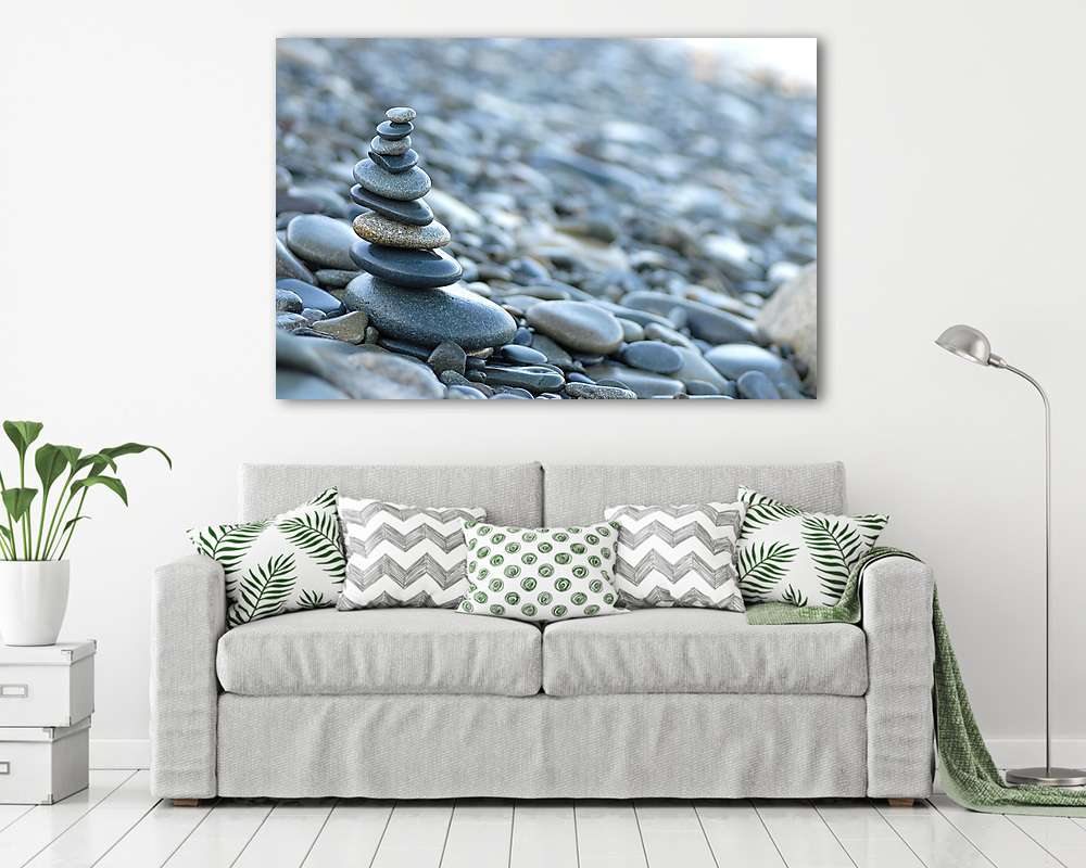 empilage de galets symbole de bien être (bögre) - vászonkép, falikép otthonra és irodába