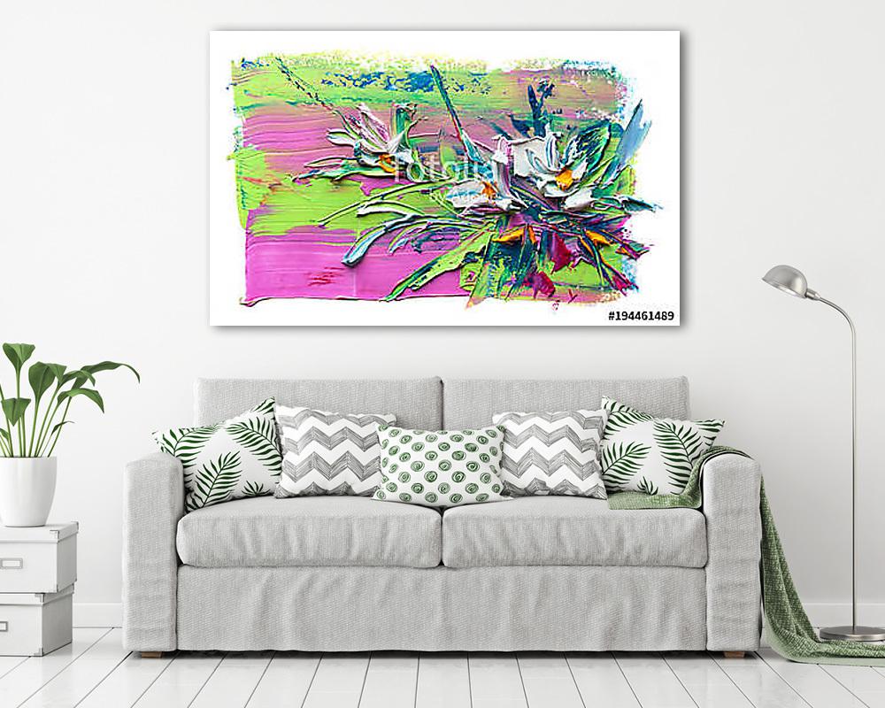 Absztrakt virágok csokorban (olajfestmény reprodukció) (vászonkép) - vászonkép, falikép otthonra és irodába