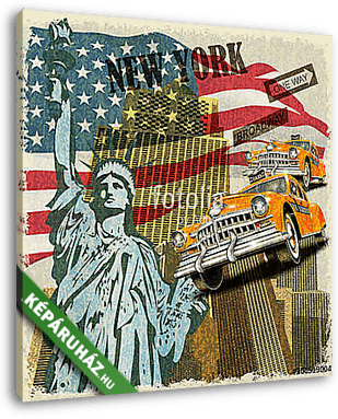New York vintage poster. - vászonkép 3D látványterv