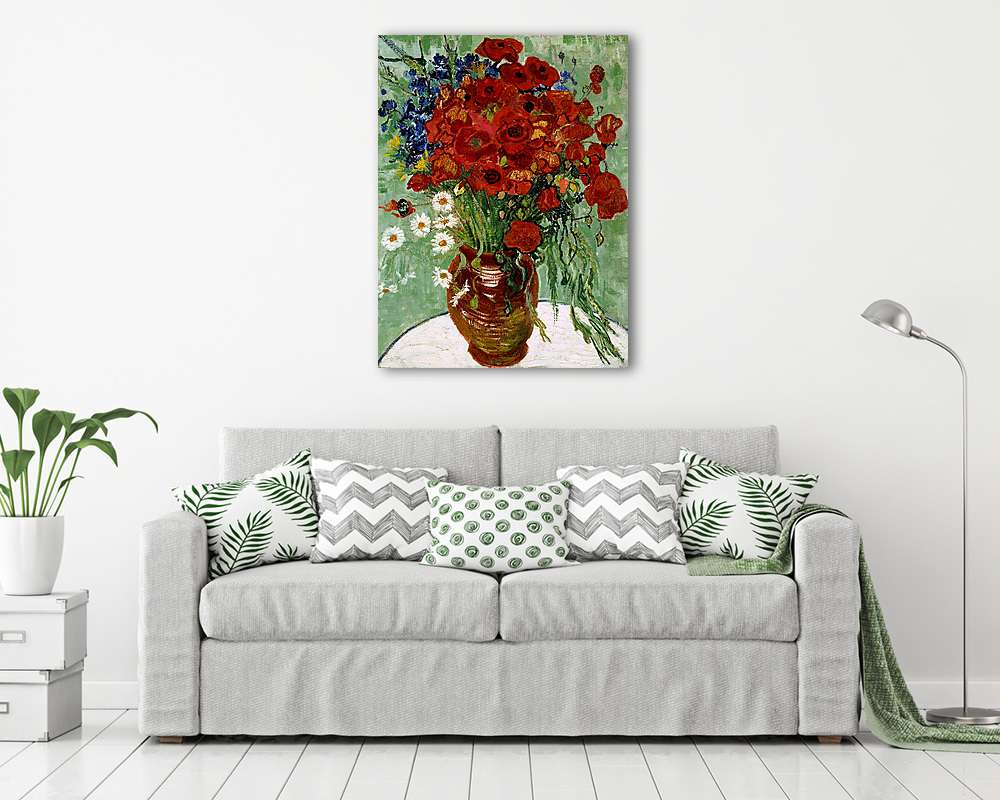 Pipacsok és százszorszépek vázában (1890) színverzió 1 - vászonkép, falikép vásárlás Pipacsok és százszorszépek vázában (1890) színverzió 1 (vászonkép) - vászonkép, falikép otthonra és irodába