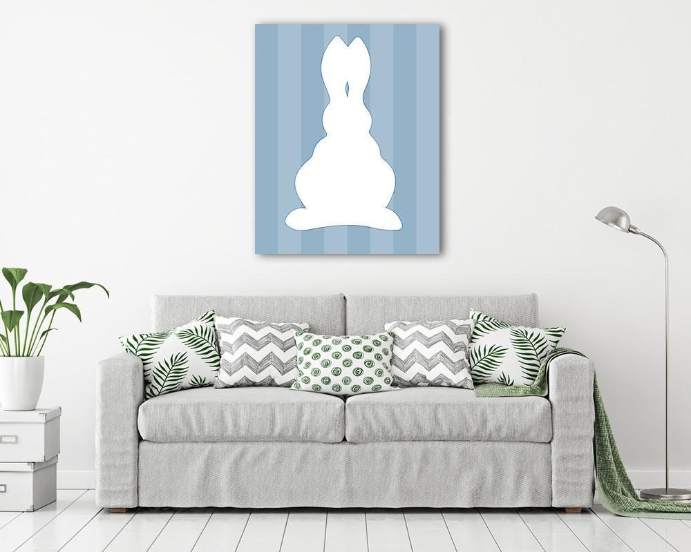 DIY - Húsvéti nyuszi, kék csíkos háttérrel 3. (poszter) - vászonkép, falikép otthonra és irodába