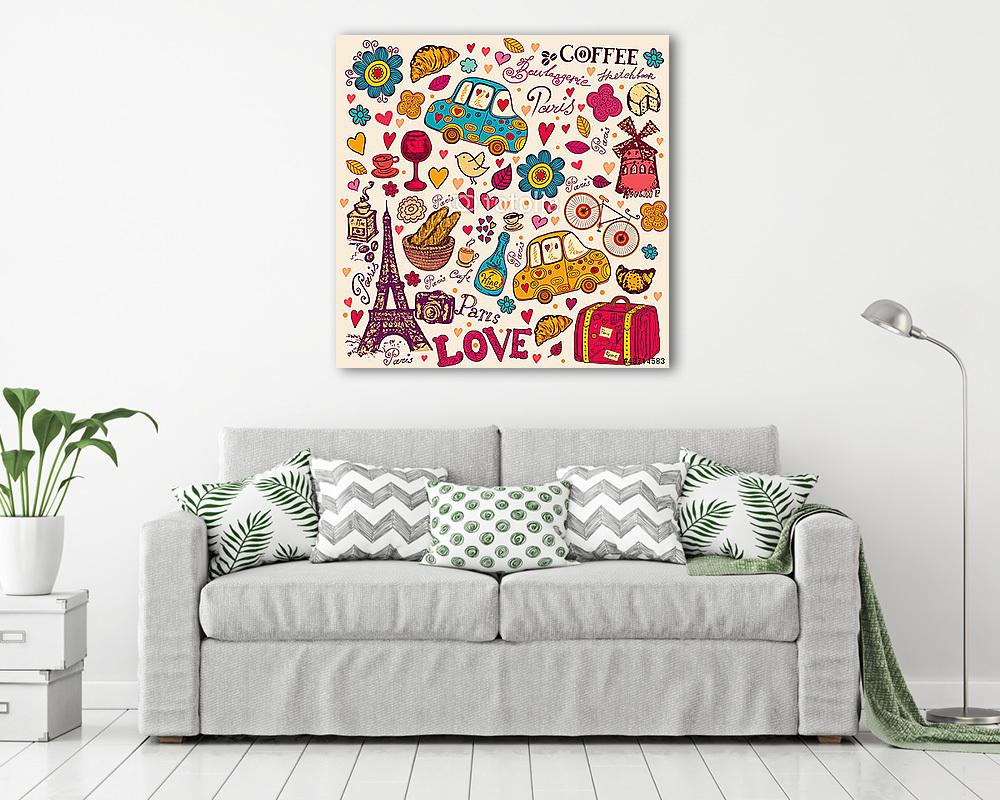 vektor készlet párizsi szimbólumok (poszter) - vászonkép, falikép otthonra és irodába