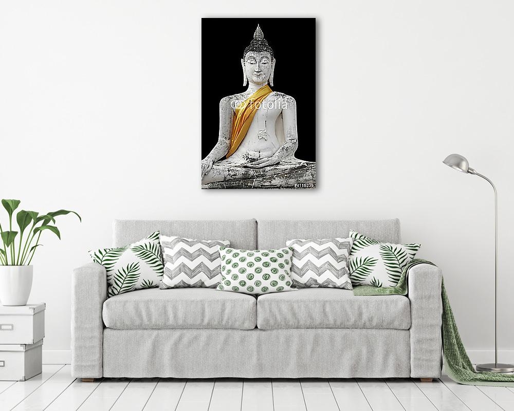 szobor a buddha a fekete háttér (vászonkép) - vászonkép, falikép otthonra és irodába