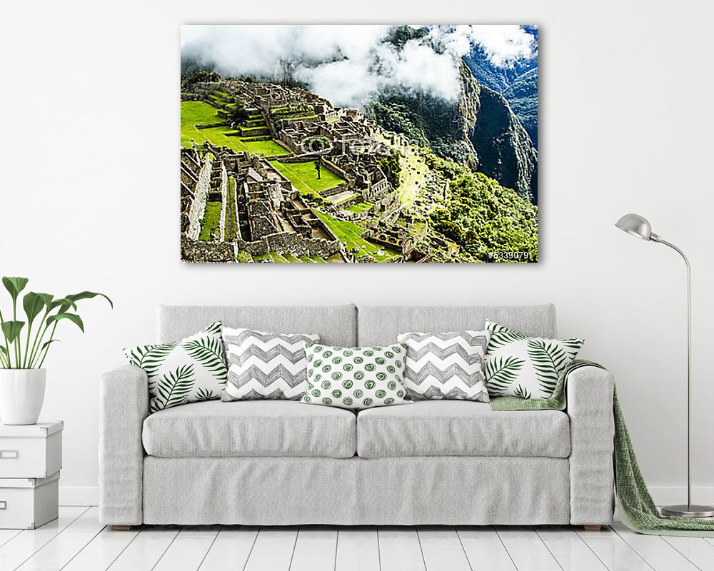 Machu Picchu, az ősi inka város Andoknál, Peru (többrészes kép) - vászonkép, falikép otthonra és irodába