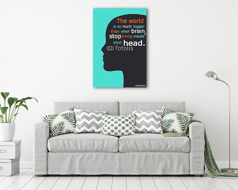 Női fej egy idézettel. (keretezett kép) - vászonkép, falikép otthonra és irodába