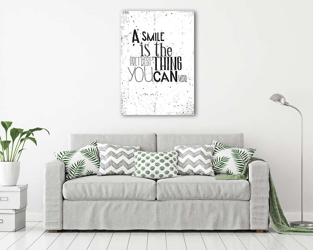 Egy mosoly a legszebb dolog, amit viselhetsz - vászonkép, falikép vásárlás Egy mosoly a legszebb dolog, amit viselhetsz (vászonkép) - vászonkép, falikép otthonra és irodába