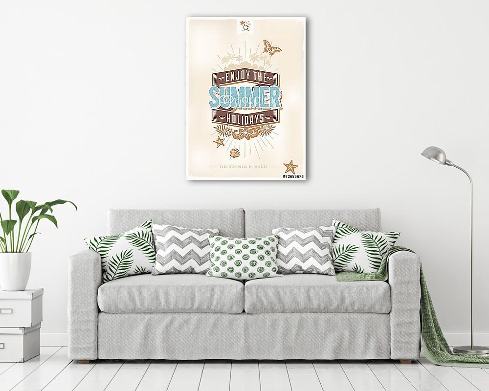 Vintage nyári vakáció vektoros háttér tipográfiai (fotótapéta) - vászonkép, falikép otthonra és irodába