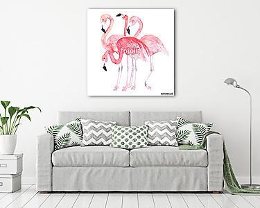 Flamingók csoportja (vászonkép) - vászonkép, falikép otthonra és irodába