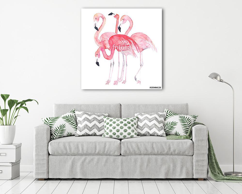 Flamingók csoportja (vászonkép) - vászonkép, falikép otthonra és irodába
