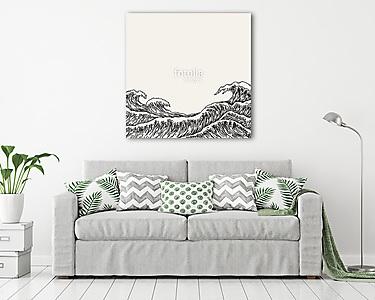 Hand drawn wave. Vector illustration (vászonkép) - vászonkép, falikép otthonra és irodába