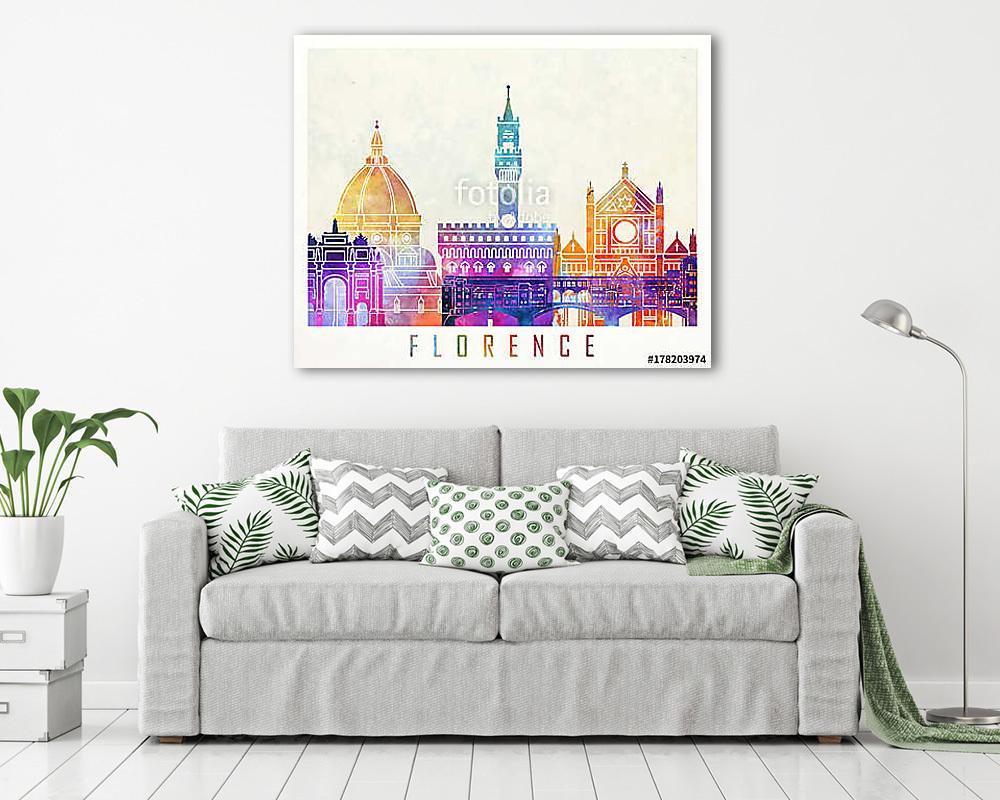 Florence landmarks watercolor poster - vászonkép, falikép vásárlás Florence landmarks watercolor poster (vászonkép) - vászonkép, falikép otthonra és irodába