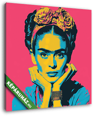 Frida Kahlo önarckép PopArt stílusban - vászonkép 3D látványterv