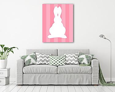 DIY - Húsvéti nyuszi, rózsaszín csíkos háttérrel 3. (vászonkép) - vászonkép, falikép otthonra és irodába