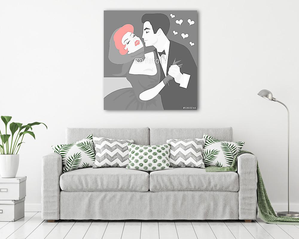 Retro aranyos pár csók (vászonkép) - vászonkép, falikép otthonra és irodába