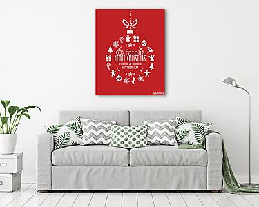 karácsonyi bál díszítése piros háttér (vászonkép) - vászonkép, falikép otthonra és irodába