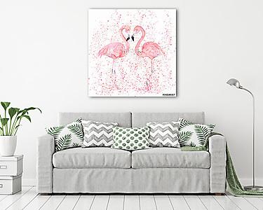 Flamingó pár (vászonkép) - vászonkép, falikép otthonra és irodába