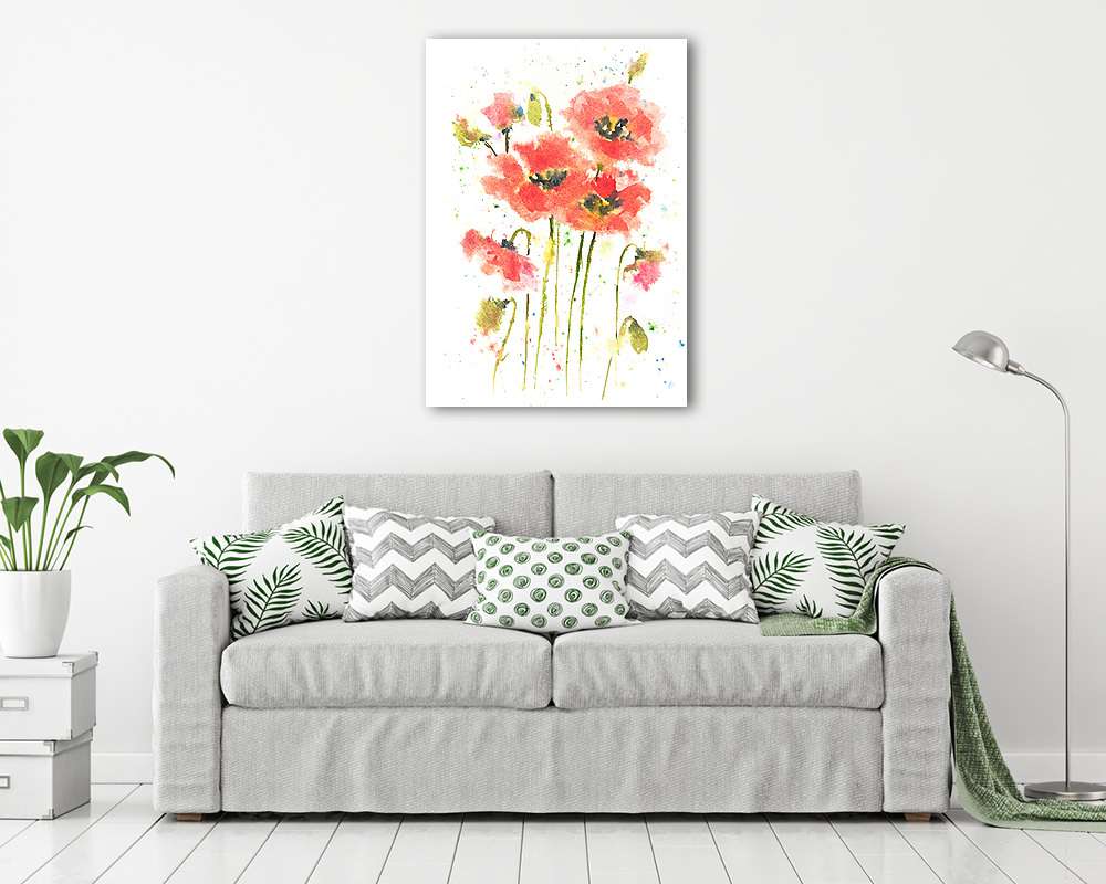 Piros mák virágok fehér alapon, akvarell festett papin - vászonkép, falikép vásárlás Piros mák virágok fehér alapon, akvarell festett papin (bögre) - vászonkép, falikép otthonra és irodába