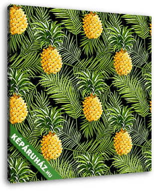 Trópusi pálmafák és ananászok háttér - zökkenőmentes pattanás - vászonkép 3D látványterv