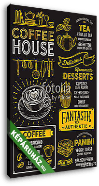 Coffee restaurant menu. Vector drink flyer for bar and cafe. Des - vászonkép 3D látványterv