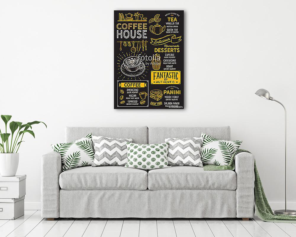 Coffee restaurant menu. Vector drink flyer for bar and cafe. Des - vászonkép, falikép vásárlás Coffee restaurant menu. Vector drink flyer for bar and cafe. Des (vászonkép) - vászonkép, falikép otthonra és irodába