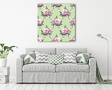 Floral pattern 25. Pink roses (vászonkép) - vászonkép, falikép otthonra és irodába