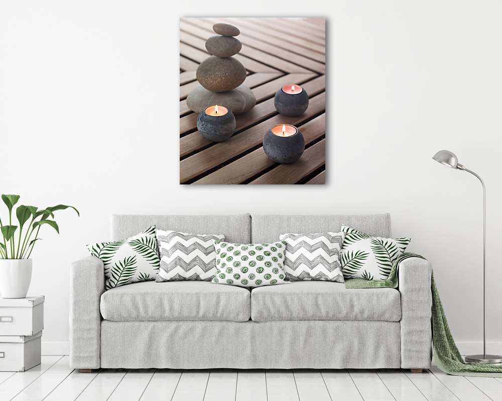 galets zen et bougies allumées - vászonkép, falikép vásárlás galets zen et bougies allumées (vászonkép) - vászonkép, falikép otthonra és irodába