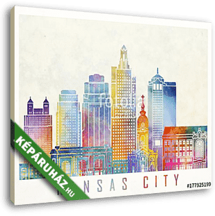 Kansas City landmarks watercolor poster - vászonkép 3D látványterv