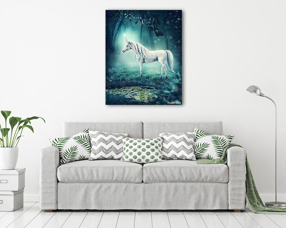 Fehér unikornis (vászonkép) - vászonkép, falikép otthonra és irodába