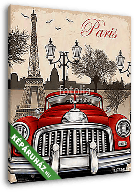 Paris retro poster - vászonkép 3D látványterv