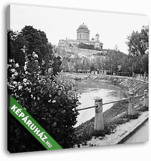 Esztergom Kis-Duna, háttérben a Bazilika (1938) - vászonkép 3D látványterv