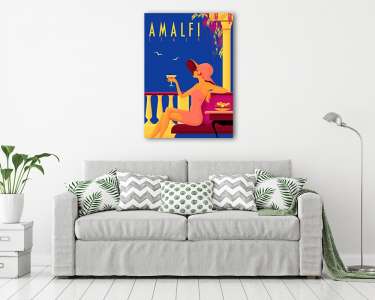 Utazás poszter - Amalfi, Olaszország (vászonkép) - vászonkép, falikép otthonra és irodába