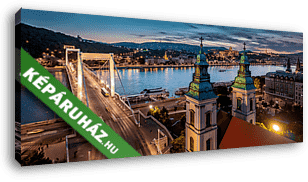 Erzsébet-híd esti fényekben, Budapest - vászonkép 3D látványterv