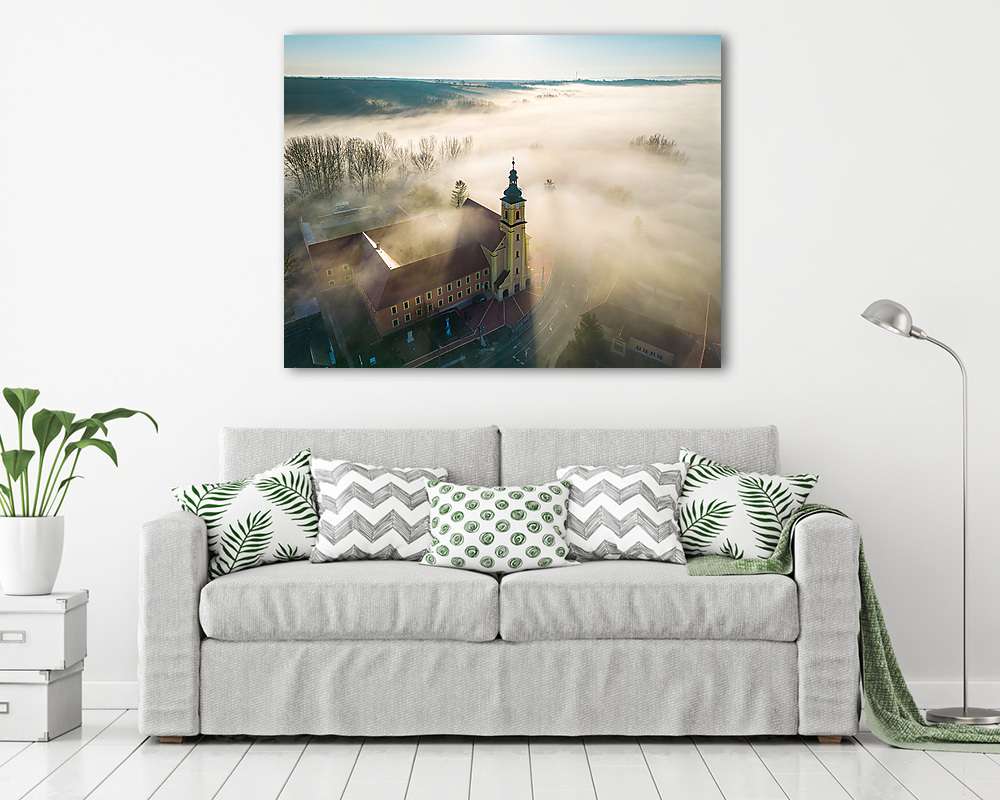 Bazilika ködbe veszve (Andocs) (vászonkép) - vászonkép, falikép otthonra és irodába