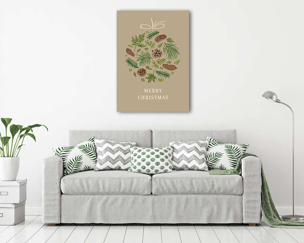 Merry Christmas - grafika tobozokkal (keretezett kép)