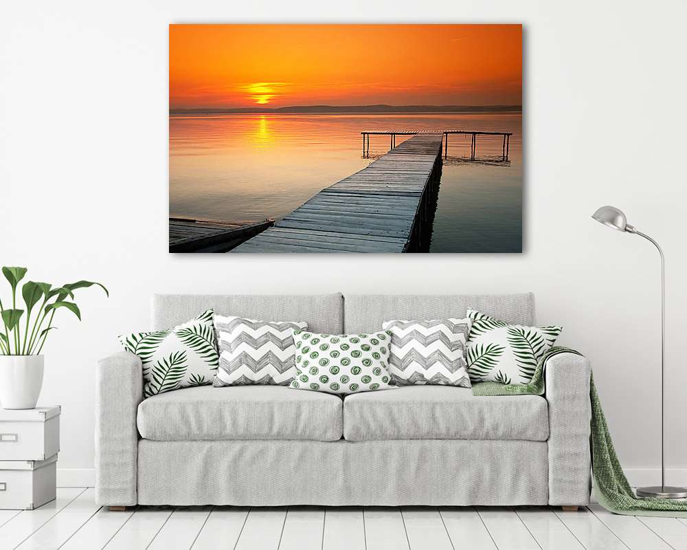 Balatoni naplemente (többrészes kép) - vászonkép, falikép otthonra és irodába