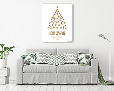 karácsonyfa arany dísz elszigetelt háttér (vászonkép) - vászonkép, falikép otthonra és irodába