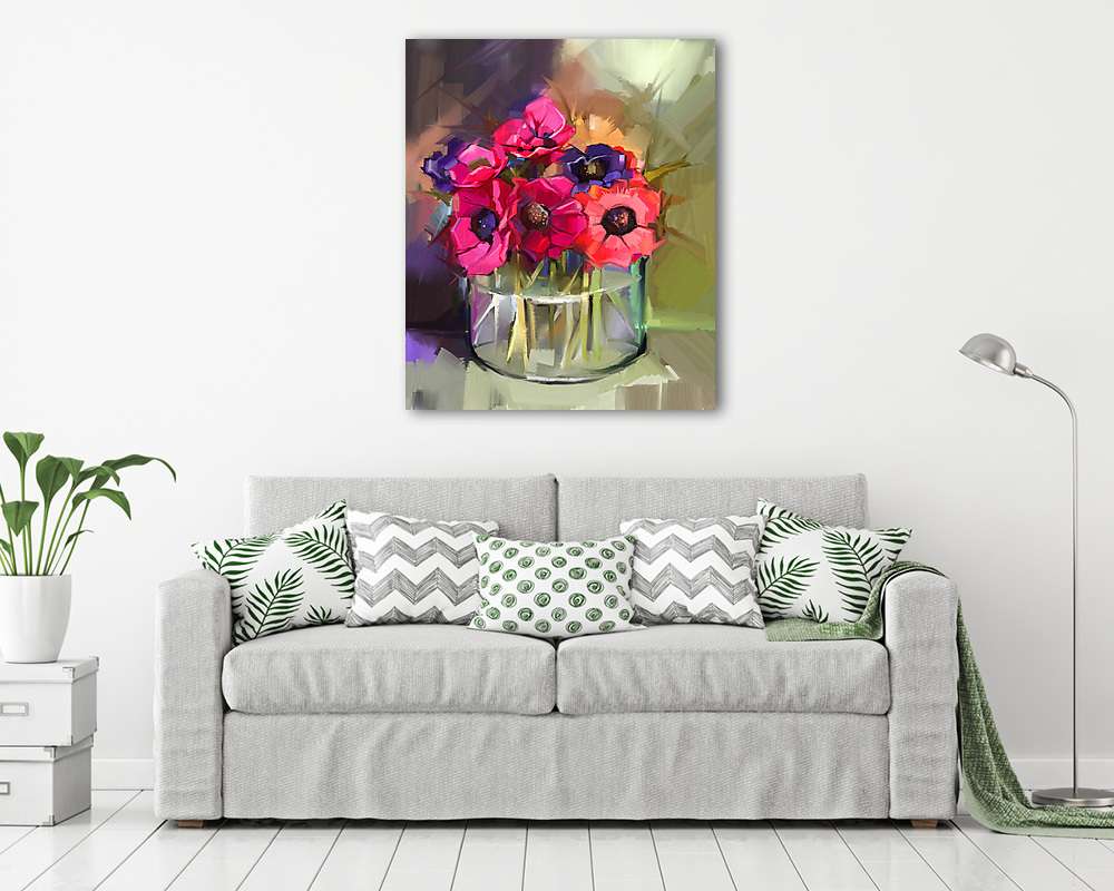 Csendélet egy virágcsokor. Olajfestés vörös anemonok flowe - vászonkép, falikép vásárlás Csendélet egy virágcsokor. Olajfestés vörös anemonok flowe (vászonkép) - vászonkép, falikép otthonra és irodába