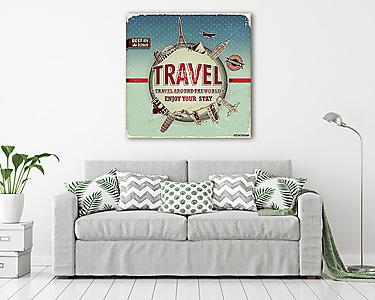 Vintage utazás világszerte plakáton (vászonkép) - vászonkép, falikép otthonra és irodába