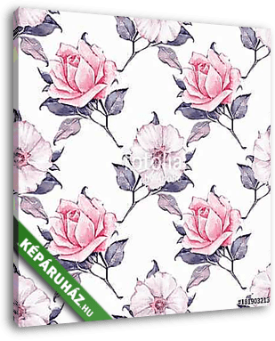 Floral seamless pattern. Watercolor background with beautiful ro - vászonkép 3D látványterv