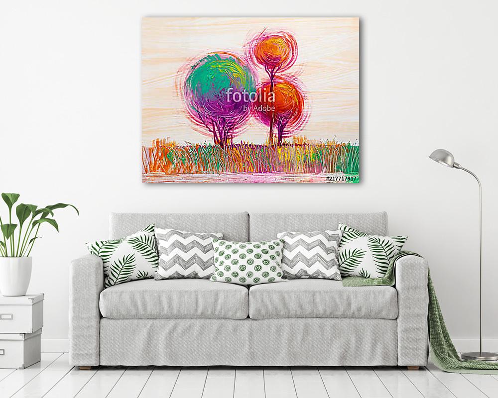 Színpompás lombok (olajfestmény reprodukció) - vászonkép, falikép vásárlás Színpompás lombok (olajfestmény reprodukció) (fotótapéta) - vászonkép, falikép otthonra és irodába