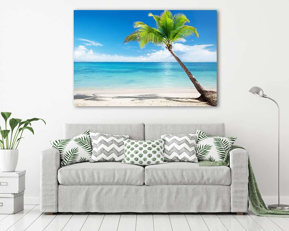 Caribbean sea and coconut palm - vászonkép, falikép vásárlás Caribbean sea and coconut palm (vászonkép) - vászonkép, falikép otthonra és irodába