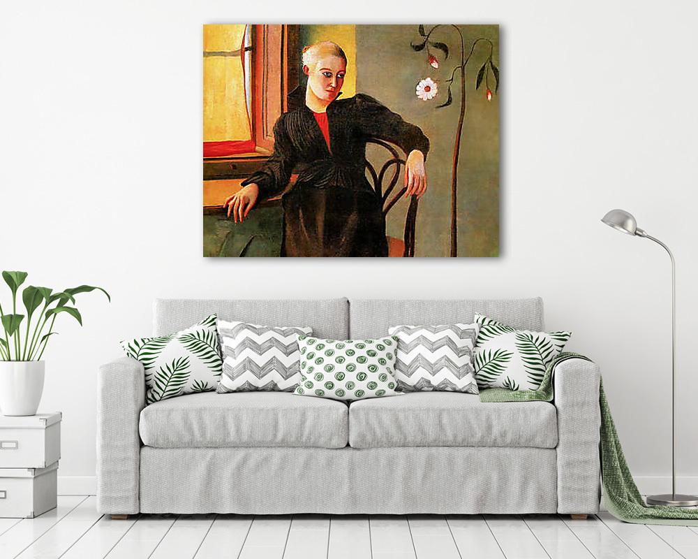 Ablaknál ülő nő - vászonkép, falikép vásárlás Ablaknál ülő nő (fotótapéta) - vászonkép, falikép otthonra és irodába