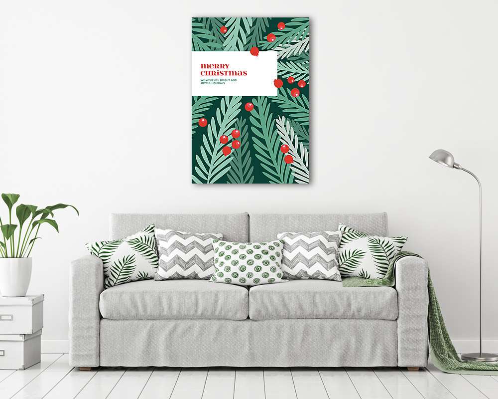 Merry Christmas poszter grafika magyallal (keretezett kép)