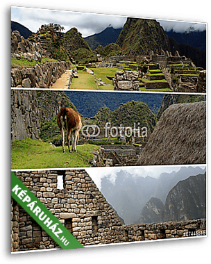 Peru kollagája Machu Pichu és Titicaca tó tájakkal - vászonkép 3D látványterv