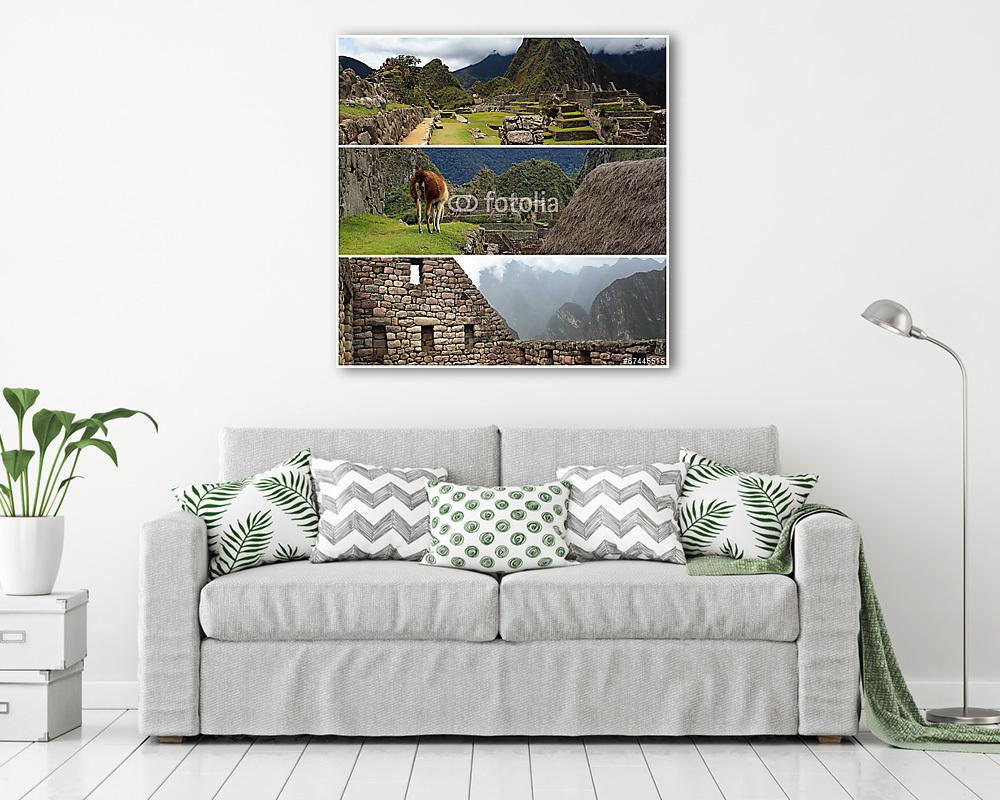 Peru kollagája Machu Pichu és Titicaca tó tájakkal (bögre) - vászonkép, falikép otthonra és irodába